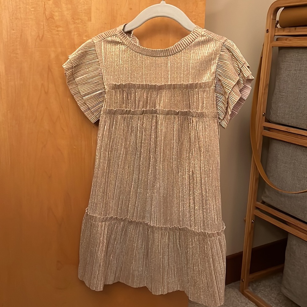 Crew cute gold Christmas dress with Ruffles